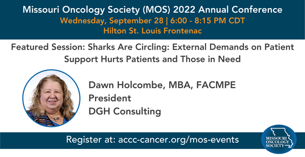 OSSOncology's tweet photo. Tomorrow at the #MOS2022 Annual Conference, Dawn Holcombe, MBA, FACMPE, will share insights on the increasing role of vendors influencing self-funded employers, alternative payment funding sources &amp; ways to track/address these programs. Reg is still open! https://t.co/jvhFr8R7bo https://t.co/OATlYBy1Wa