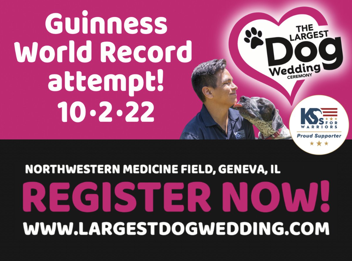 Register if you want to participate, largestdogwedding.com/Register! Registration will increase to $35 on the day of the event.
