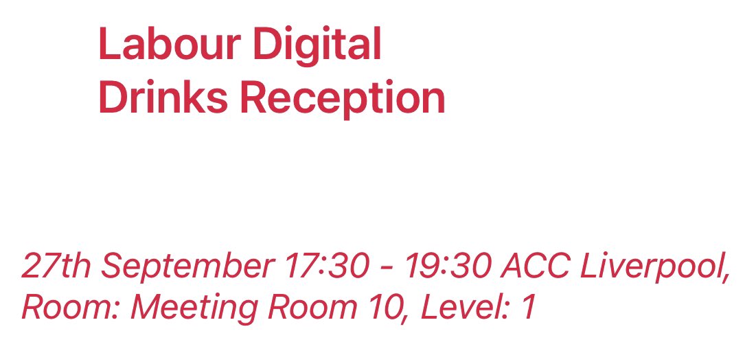 Labour Digital are doing a reception for those at #LabourConference22 with @LucyMPowell @Steph_Peacock & @darrenpjones Join for a drink and tech policy chat!