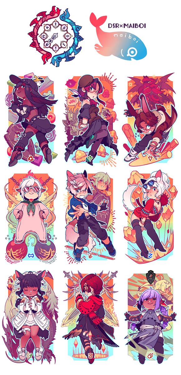 Made my static (+Koba) standee keychains for DSR. 

If you look at the first eight, it shows each phase of the fight! I put all our names into a randomizer so that we couldn't play favorites, but some of us still got lucky! 😂 #FFXIV