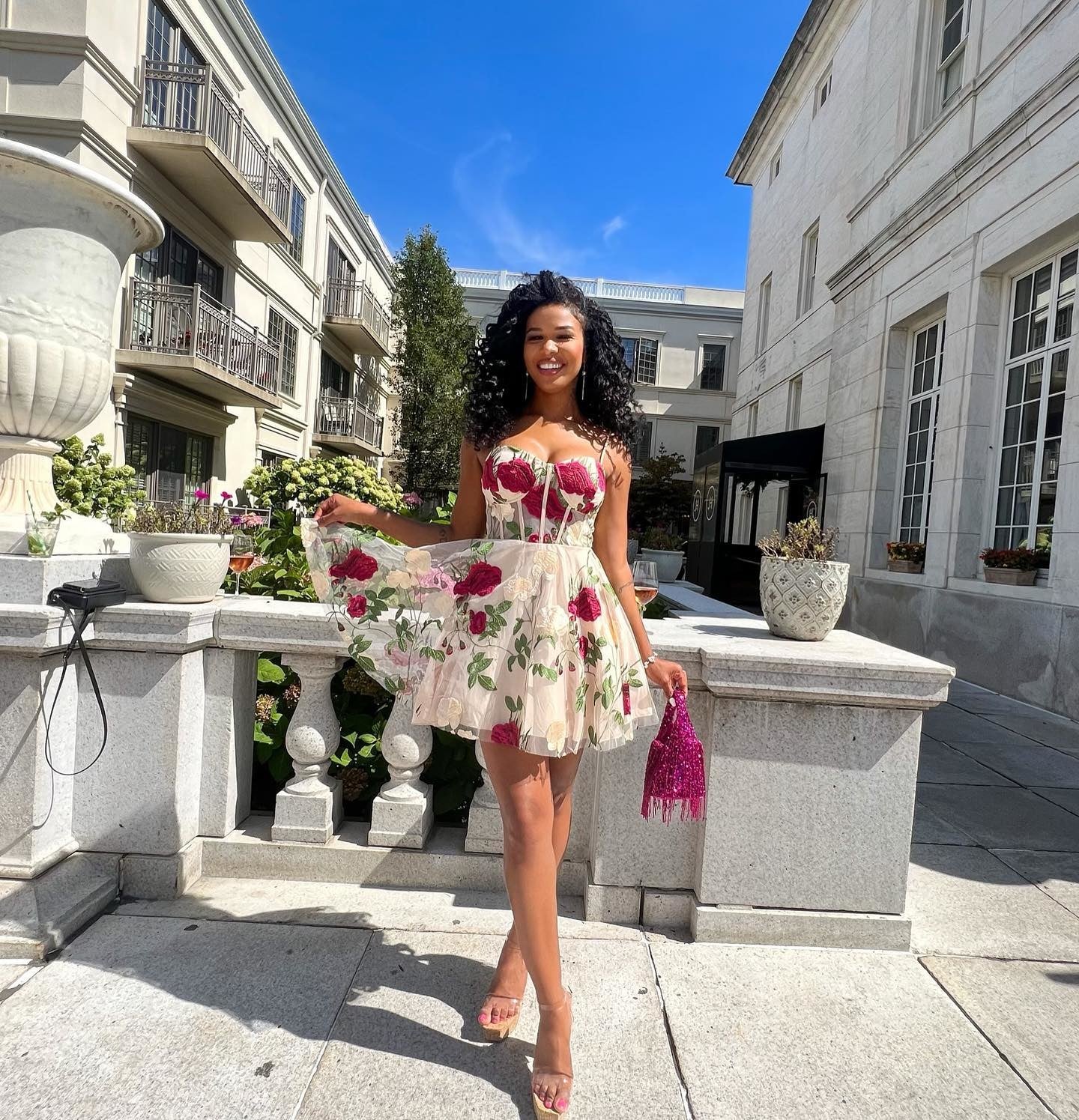 WindsorStore.com on X: @colombo_pri is the moment in the Darcie Floral  Bustier Party Dress ✨ Shop:     / X