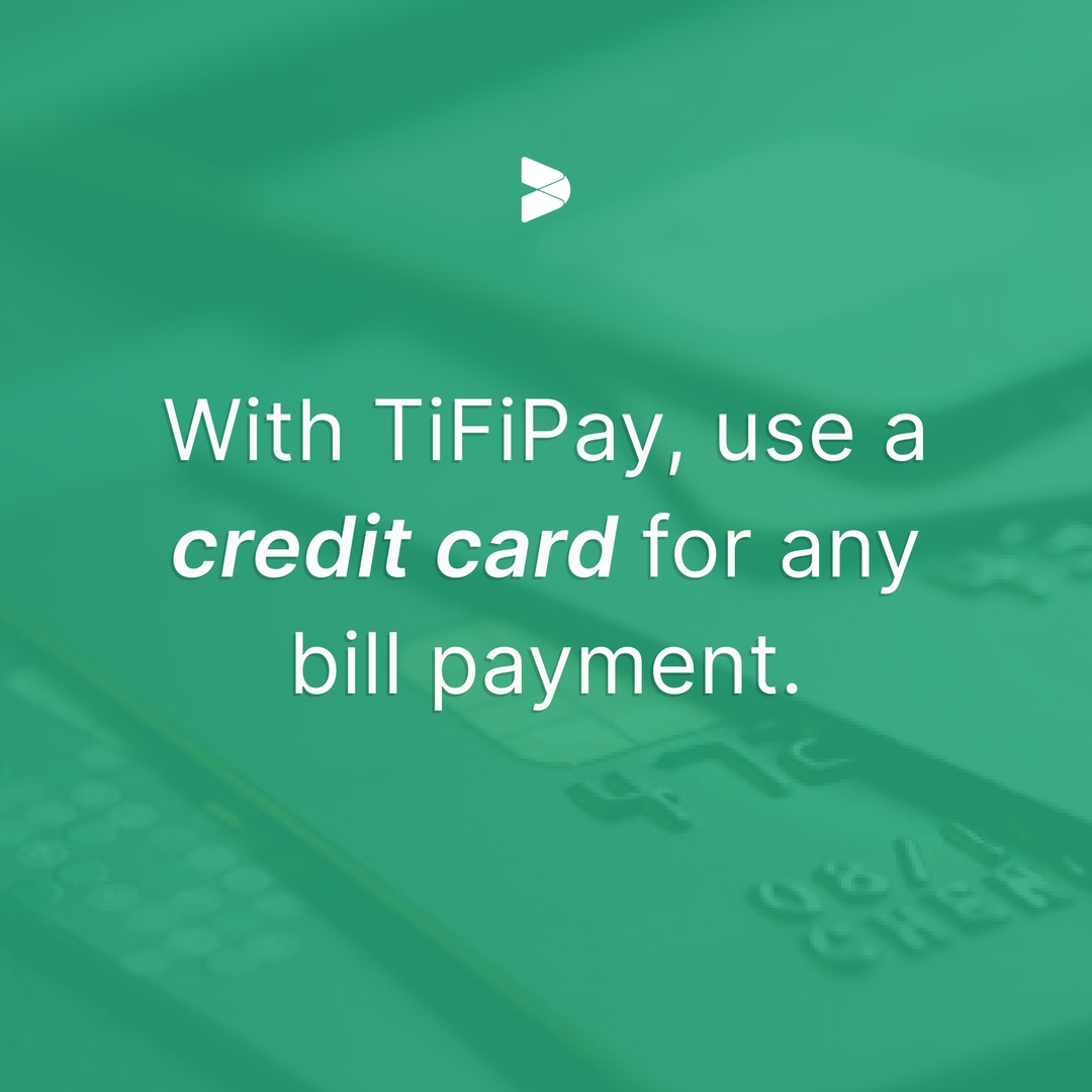TiFiPay's tweet photo. With TiFiPay, use any method of payment to pay any bill, including a credit card, even if your payee normally doesn't accept them! 💳 https://t.co/SbeiWYmWhb