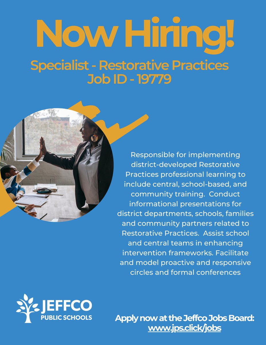 Are you passionate about implementing restorative practices within a school-based setting? How about facilitating and modeling proactive and responsive circles? Apply now for our Specialist - Restorative Practices!