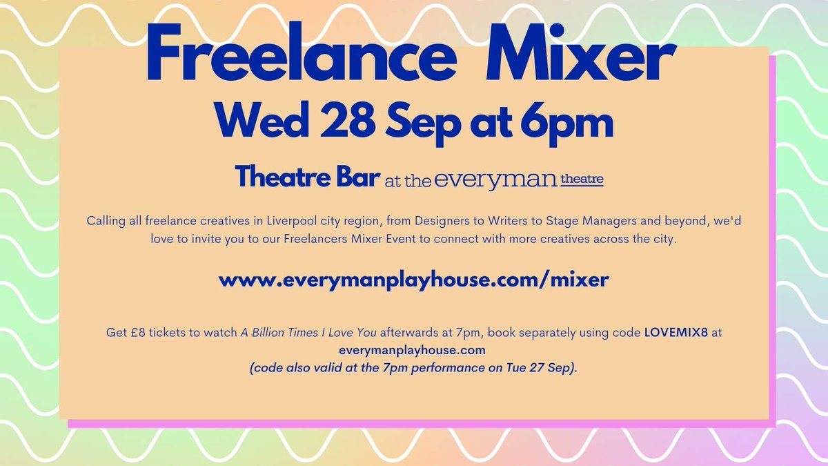 LivEveryPlay's tweet photo. Don't forget there's still chance to sign up for our #FreelanceMixer event tomorrow...
If you're creative freelancer working in Liverpool City Region, we'd love to see you...
Info ➡️ https://t.co/kIOKTXhLf5 https://t.co/9peiRJFCLW