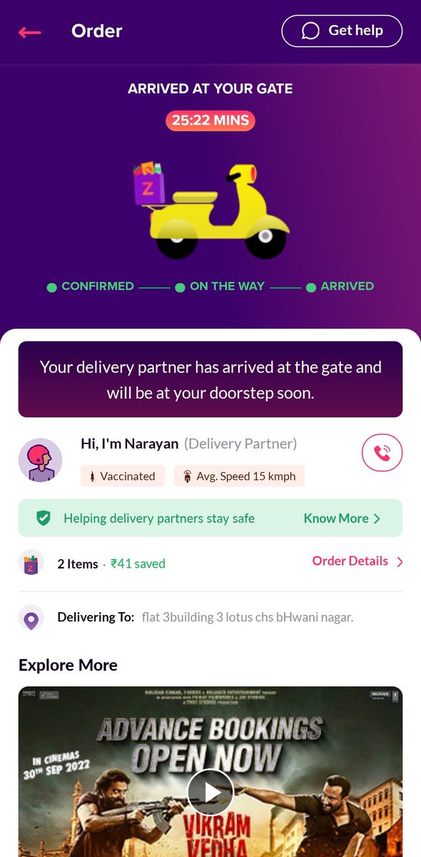 Manvendra_achar's tweet photo. @ZeptoNow @zeptocares 
. what a poor service.order not delivered since last 50 minutes.
Delivery guys was gossiping outside society.
Please check attached screenshot

This is the service you providing.

Making us fool.. https://t.co/6SE59kgDS8