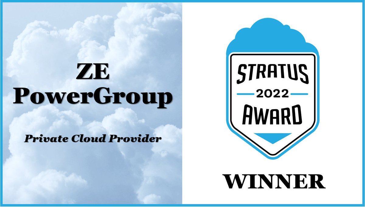 ZE Named a Global Leader in Cloud Computing 2022! Three years in a row! — Today, we're honored to announce that ZE was chosen as the winner of 'Private Cloud Provider' from the 2022 #StratusAward for #CloudComputing. Read PR: ow.ly/Rpas50KRW5O @BigAwards #PrivateCloud