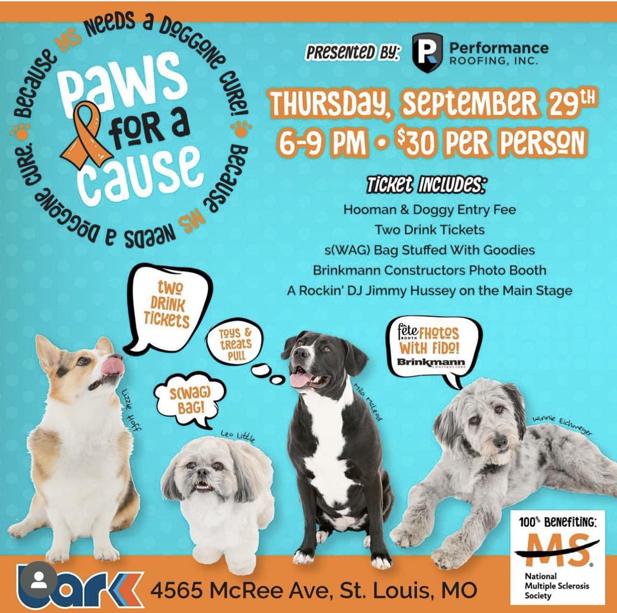 I am proud to be supporting my daughter's MS Fundraiser this Thursday from 6 pm - 9 pm at Bar K in STL! I am hoping some of you can join us! She is fighting the battle and her dog, Mila, is one of the Poster Puppies for the event! facebook.com/events/s/paws-…