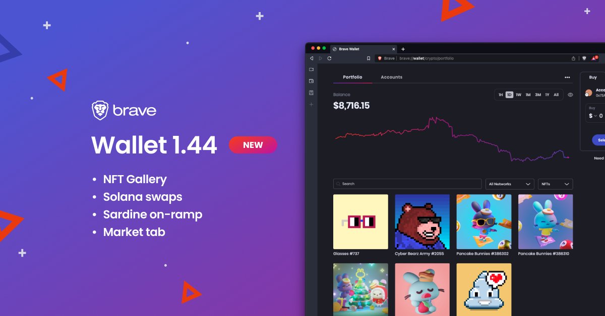 1/ 🔥Today's <a href="/brave/">Brave</a> desktop release (1.44) is packed with several highly anticipated updates, supercharging #BraveWallet for traders, $NFT collectors, and anyone who uses #BraveWallet! 🚀 

Read on for details... 🤩