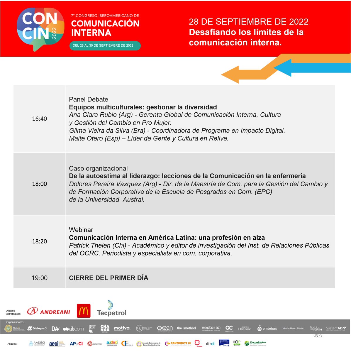 CONCIN2024's tweet photo. En este hilo te compartimos detalladamente el Programa de #CONCIN2022, que se realiza de manera virtual 28, 29 y 30 de septiembre.

#DialogusCI #ComunicaciónInterna #DesafiandoLosLímites

https://t.co/AJ5CyrboGL

Día 1 👇 https://t.co/8Y7n3RG9db