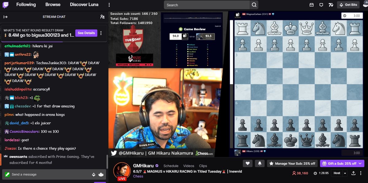 GM Hikaru Nakamura autographed chess board Twitter prize - Chess Forums 