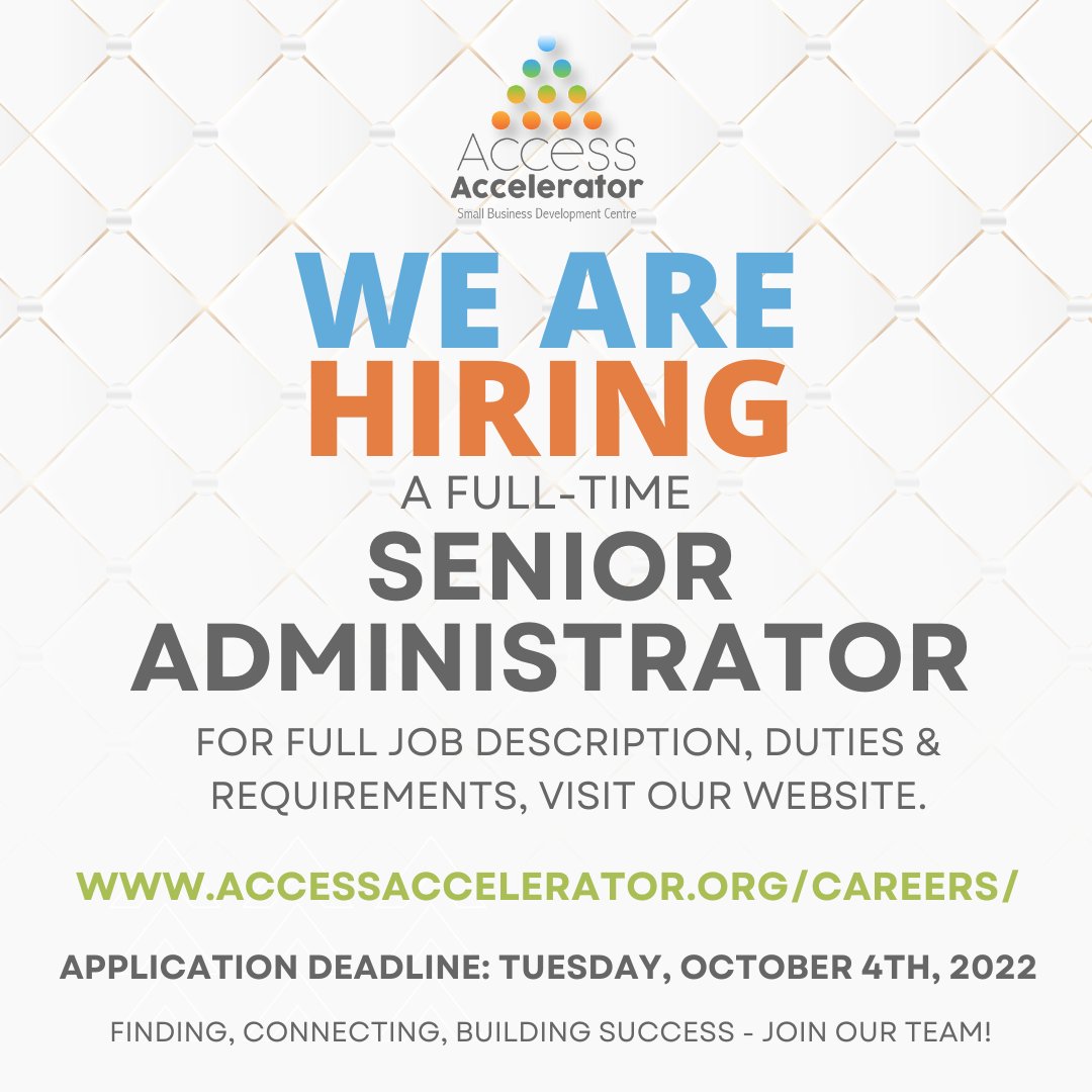 SBDCBahamas's tweet photo. Finding, Connecting, Building Success - Join our Team!
The Access Accelerator has a few job openings.
For job descriptions, qualifications and to apply to both positions visit🔗 https://t.co/jJ7X8cmRN6
#Hiring #WereHiring #jobapplication #jobopportunity #AccessAccelerator https://t.co/MF8mALVMTF