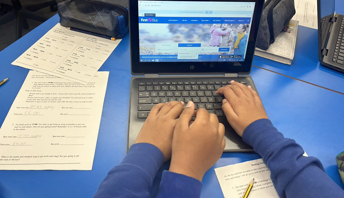 missmacgregor_'s tweet photo. Today P6B explored the First Bus and ScotRail timetables to plan a journey to and from Edinburgh with set criteria. The data was compared, with careful consideration about how to get there on time and the cost of the journey.
Useful skills for life and work in action! https://t.co/ojjuFhfn2K