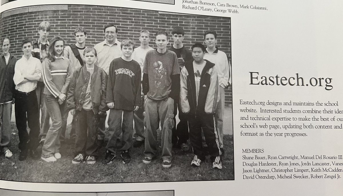 CatsCoffeeCode's tweet photo. Had fun looking back at my high school yearbook (2001) and found this! Yeah that me - the only girl in the website club �� #WomenInSTEM #womenintech #WomenWhoCode https://t.co/dCkelnRpLL