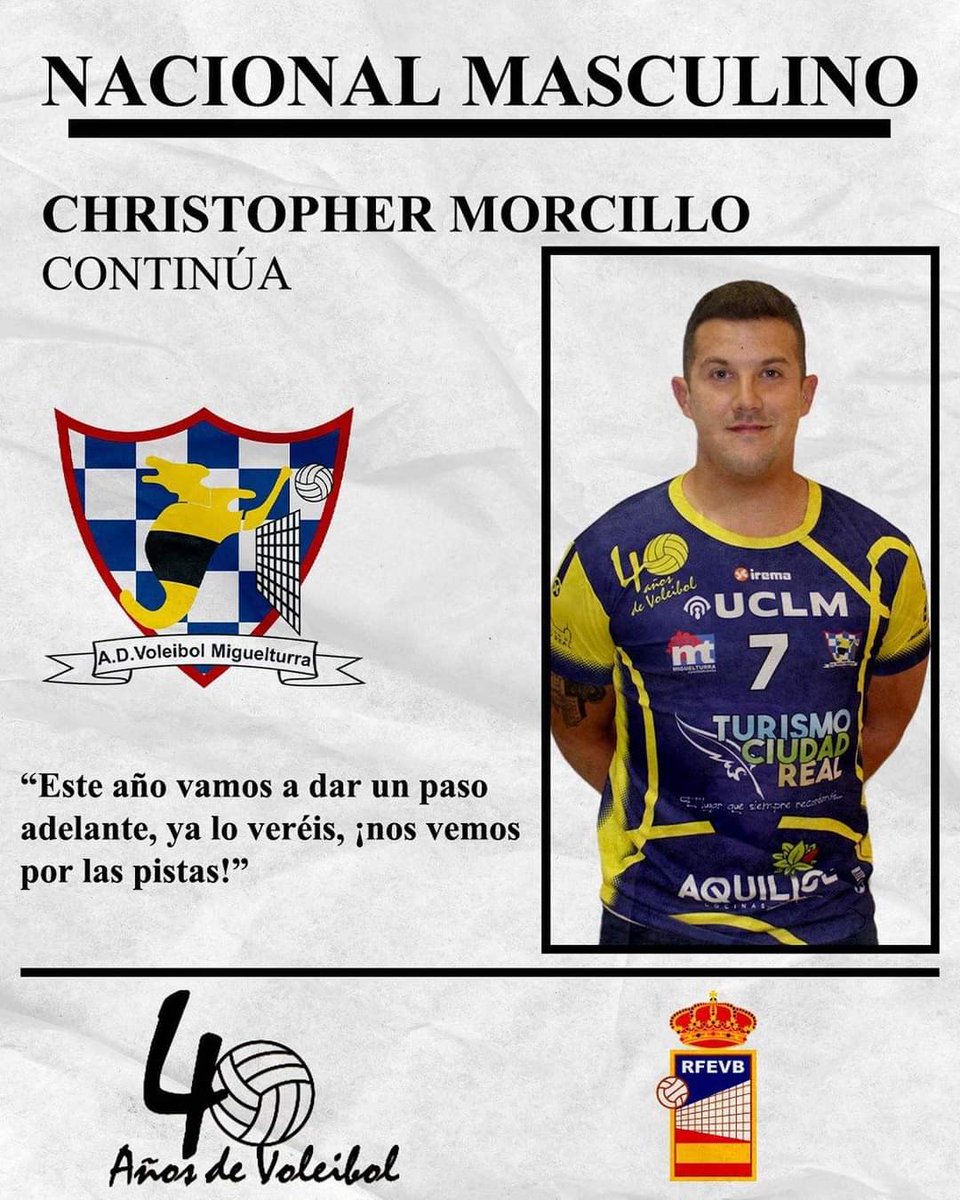 ADVMiguelturra's tweet photo. Chris vestirá un año más los colores del Adv💙💛

#40añosdevoleibol

 #primeranacional

@dmiguelturra

#voleibol #volleyball #voleybol #voley #ball #fvcm #rfevb #castillalamancha #ciudadreal #calatrava @deporteclm
#miguelturra #orgullochurriego #aniversario https://t.co/usfpT1srEl