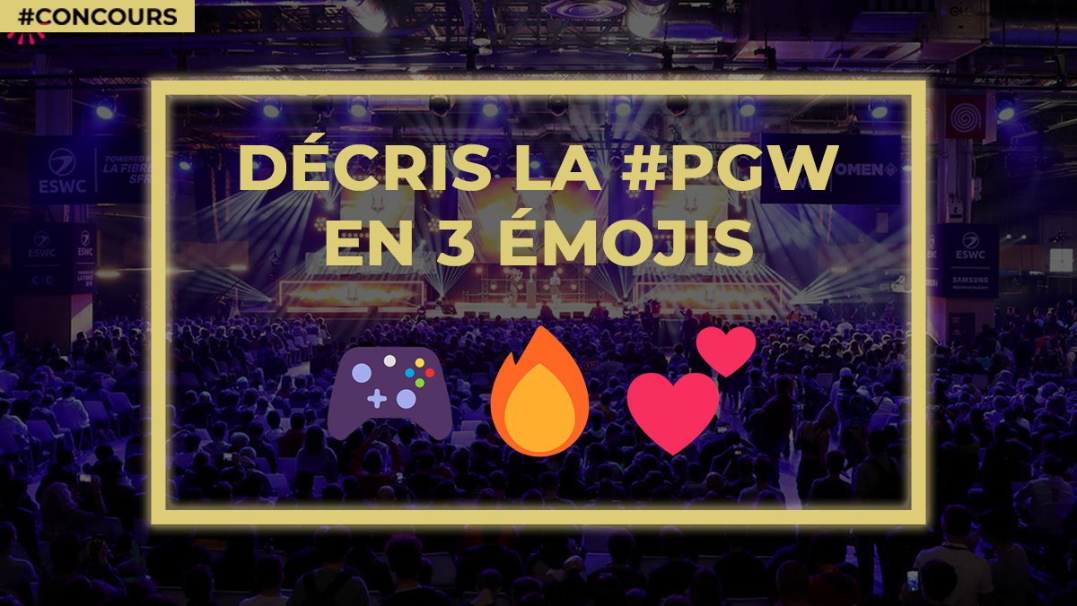 ParisGamesWeek's tweet image. Tu veux gagner tes places pour la #PGW ? 🎁🎫
Follow nous, RT ce tweet &amp;amp; décris la #ParisGamesWeek en 3 émojis pour tenter de gagner deux billets pour l’édition 2022.
Tu as jusqu’au 5 octobre pour participer !