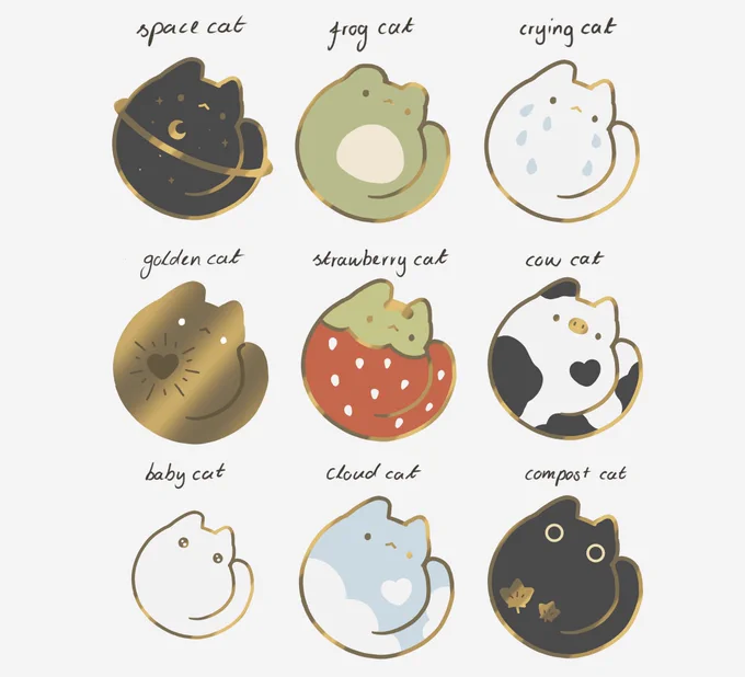 cat pin gacha for upcoming cons! which is your fave?? 🐾 