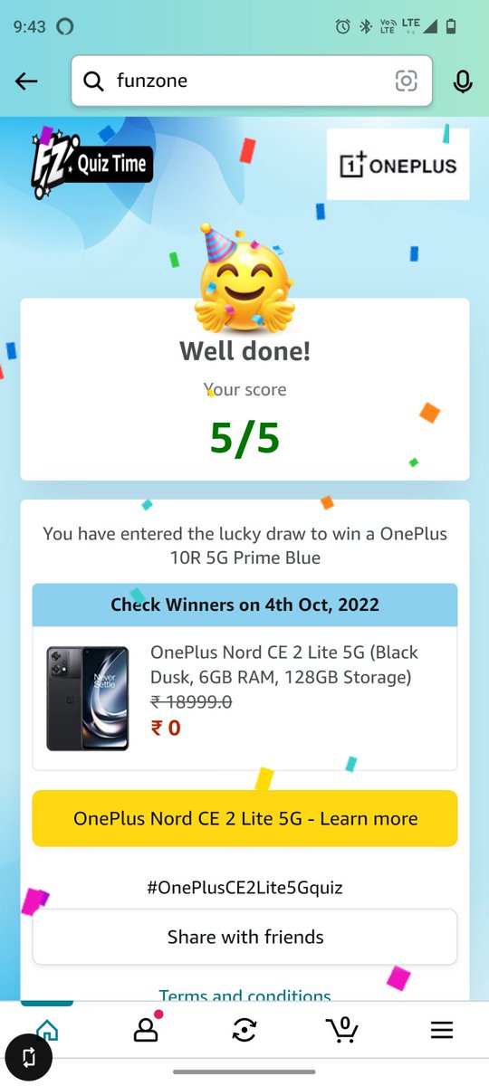 I played this interesting Quiz on Amazon I played this interesting Quiz on Amazon-Play games at Amazon FunZone  amazon.in/game/share/gNG… #OnePlusCE2Lite5Gquiz