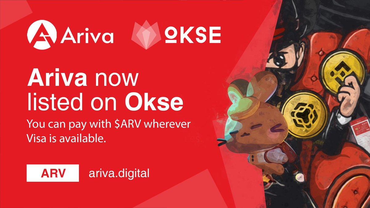 ArivaCoin's tweet photo. Let's celebrate #ARV listing @okse_io 
 
First Come First Serve. 20 #BNB prize to 40 
 
✅Download #OkSE App  https://t.co/jRPZtPVXVA 
✅Complete the KYC 
✅Buy 500,000+ $ARV on @PancakeSwap &amp; transfer to OkSE 
✅Share your payment video with the #OkSE App in the comments, DM https://t.co/nU4mlgsWh3