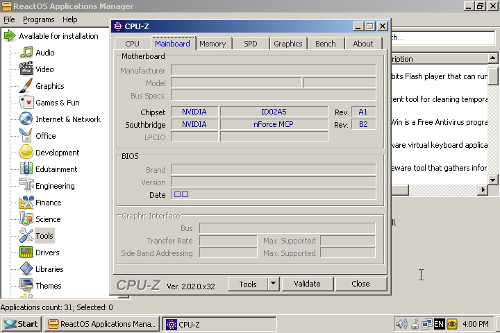 x86corez's tweet photo. If you ever wondered what does @cpuid_softwares #CPUID #CPUZ show in @ReactOS running on OG #Xbox (xemu in this case) -- here is it :)
I wonder if there would be any differences on real hardware though 🤔 https://t.co/rQ2rDeXU6d