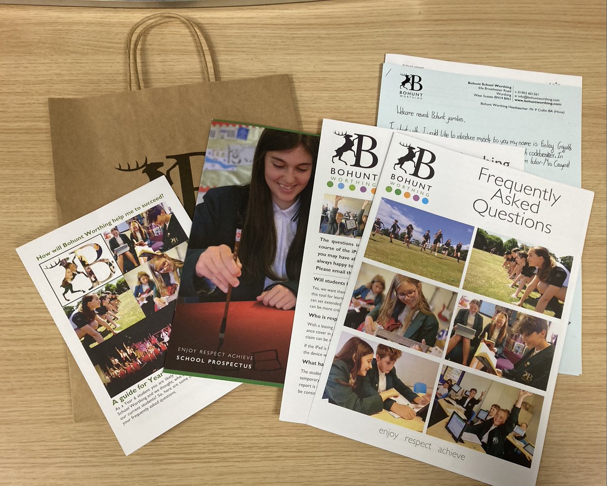 BohuntWorthing's tweet photo. Don't worry if you haven't managed to attend one of our open mornings. Our OPEN EVENING is on Thursday from 6pm. There is no need to book. We will share our BSW bag of mega useful material with you to help you make the right decision for you and your child. #startinghighschool https://t.co/VXNkxx7cXm