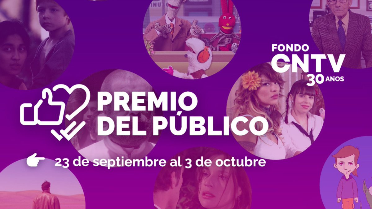 CNTVChile's tweet photo. 📺 Recuerda que ya están abiertas las votaciones del “Premio del público”, con que celebramos los 30 años del Fondo CNTV 

🗳 Puedes elegir la serie, el personaje y la canción más recordada 💜

📲 Te invitamos a votar en este link https://t.co/DvvxRWGCeD https://t.co/wxJJGB2Mdq