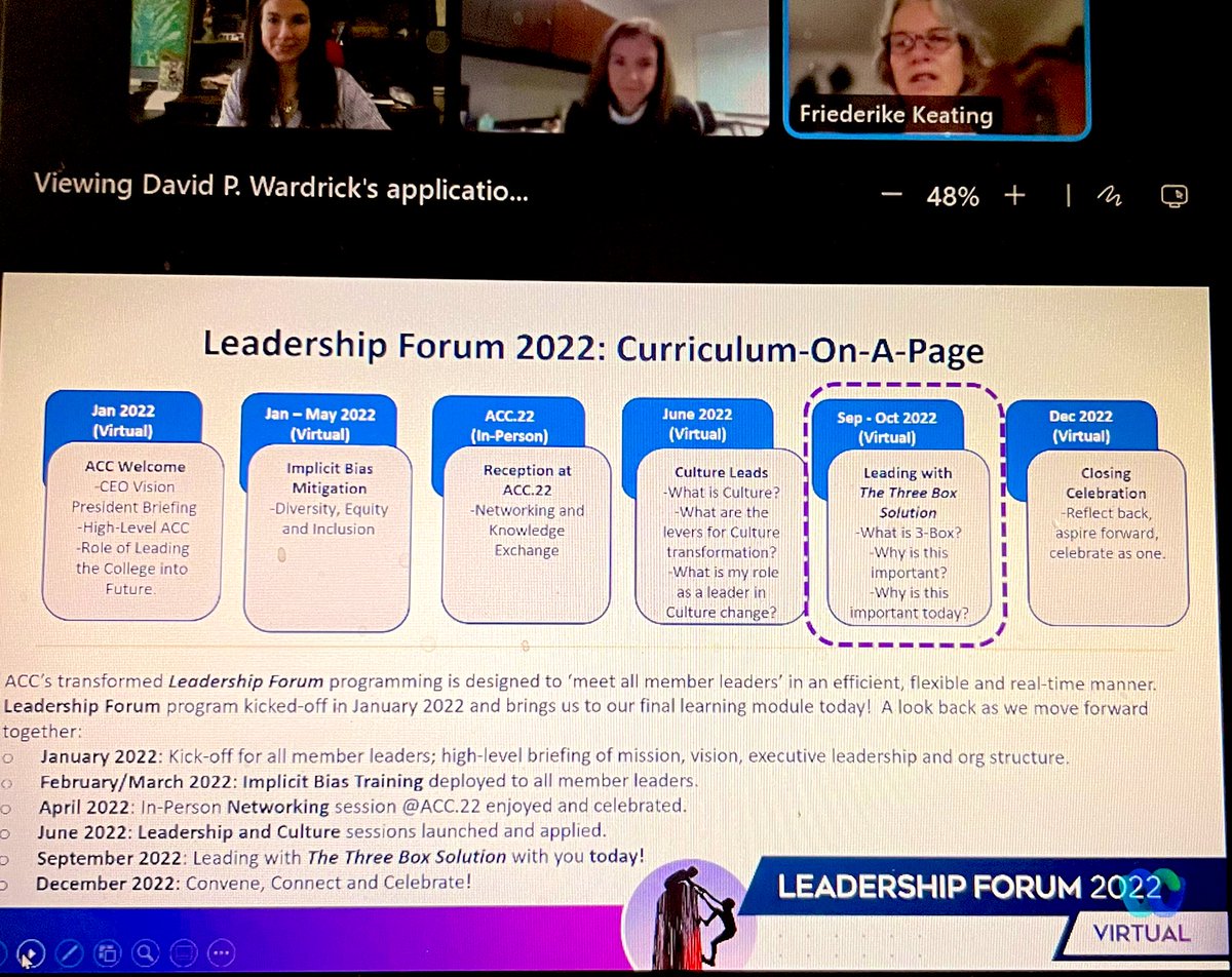 carissamgaine's tweet photo. Incredibly appreciative of @ACCinTouch #ACCLeadershipForum leaders for their time &amp; dedication to #LeadershipDevelopment . What a year filled with connection &amp; learning! Thank you to this mornings co-facilitators @FKeatingMD @Andrea_Price317. #innovation #threeboxsolution https://t.co/lT1LoWyDXB