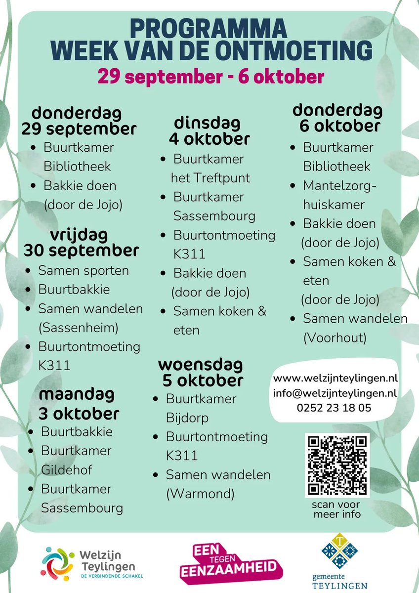 Wij zijn er natuurlijk het jele jaar rond voor iedereen die zich wel eens eenzaam voelt. Maar zeker ook tijdens de #weekvandeontmoeting! Wees welkom ❤️