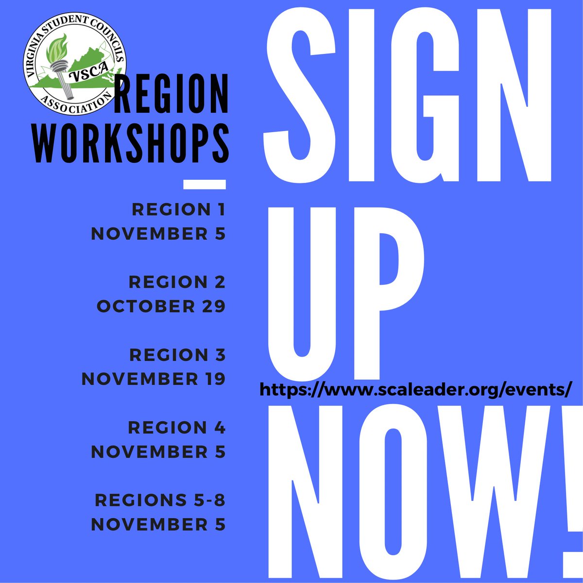 Registration is open for Region Workshops! $15/person for member schools or $25 for non-members. Register now!