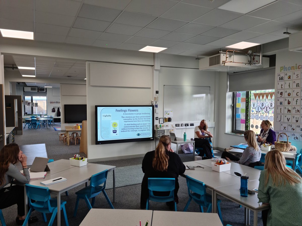 glebefarmschool's tweet photo. Wellbeing training for EYFS and KS1 with the brilliant MAKING ME 💚💛 Thank you for the thought provoking session and tangible strategies to help our younger learners recognise and regulate @Natalie60413627 @ShottonM @ErinStewart99 #happylearners #happypeople #positivebehaviours https://t.co/m2GrwOSQ4W