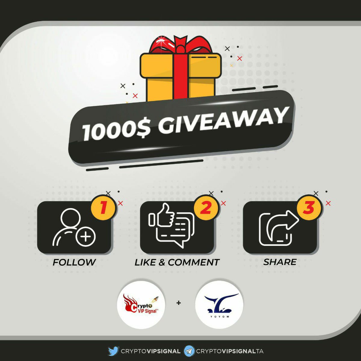 48 saat içerisinde 1 Şanslı Kişiye;

1000$ hediye!  🎁 

- Bu tweeti retweetle.
- Telegram grubuna üye olun.

Telegram Katılın:-
T.me/CryptoVIPSigna… 

#raffle #Giveaway #Cryptocurency #Bnb