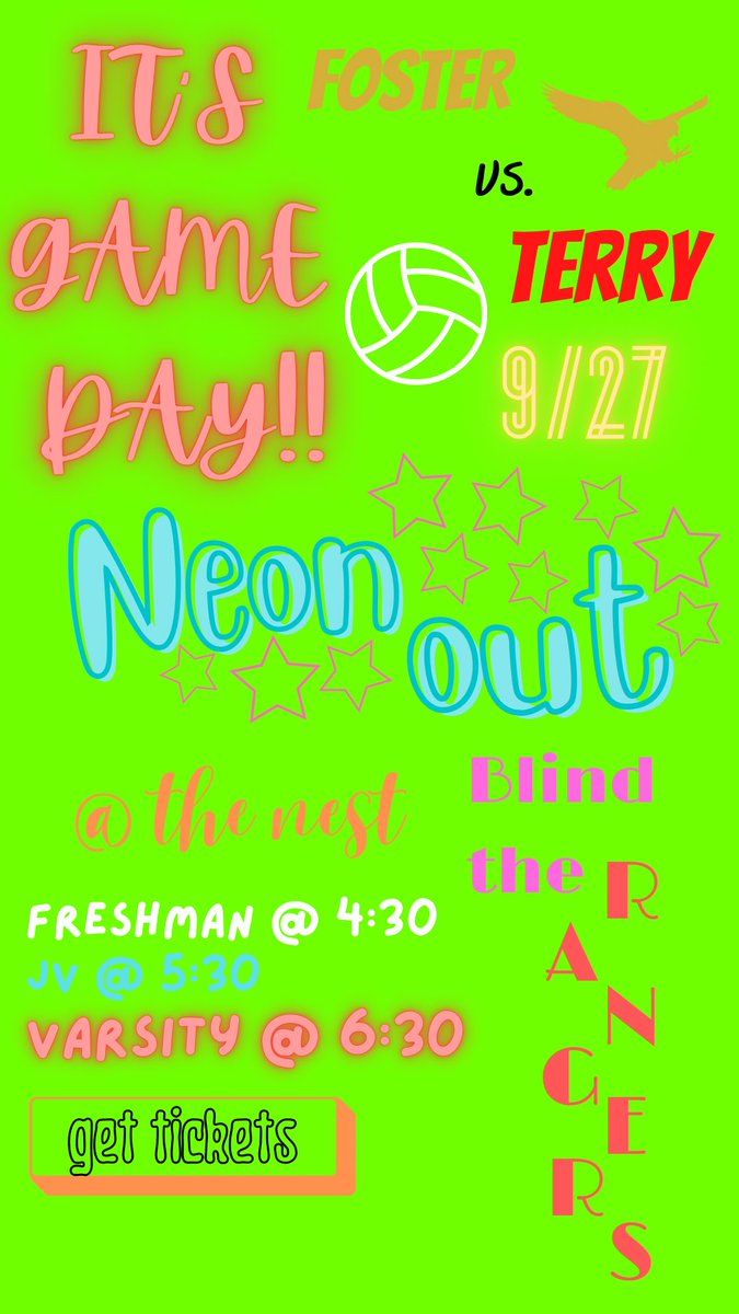 fosterhselite's tweet photo. ITS GAME DAY!! come support our vb girls @ home in their battle against terry!! WEAR NEON and blind those rangers!!💛🦅 #ptn #ffnd #gofalcs @Foster_vball @lcisdathletics @FHSStudentNews @FosterSportsMed @FHSABC_TX @fosterstuco @foster_deca @fosterhselite https://t.co/uhPTGyrtaN
