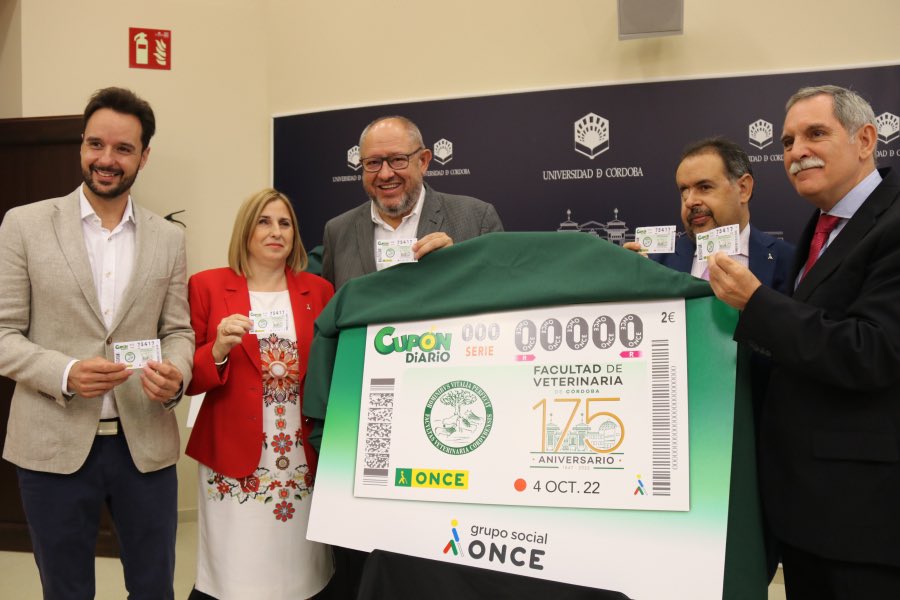 El próximo 4 de octubre la <a href="/ONCE_oficial/">ONCE</a> dedicará el sorteo al 175º aniversario de los estudios de Veterinaria en Córdoba. Os animo a comprar cupón no solo para celebrar este aniversario, sino también para contribuir a la labor social de la ONCE con las personas con discapacidad.
