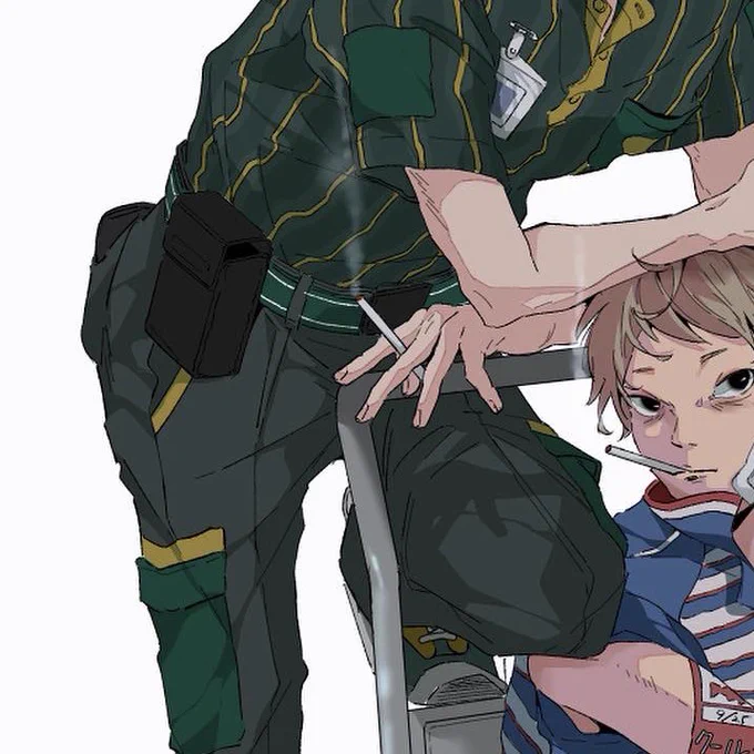 そういえばさ、この前の絵のさ、クロ○コのほうさ、おしりのぽっけが財布でパンパンなんだけどさ、作業着のうしろぽっけがパンパンなの男らしくていいよね。(は?) 