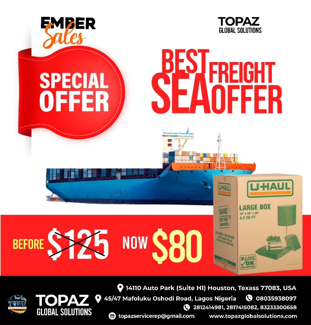 topaz_global's tweet photo. EMBER SALES IS HERE!!!!!!!
It's almost Christmas guys. Have you purchased your Christmas gifts yet. If yes, we are very honored to ship it for you to Nigeria at a total discounted rate. Do not miss out on this EMBER SALE.... 

Large U-haul box 18"x18"x24" before $125 NOW $80 

# https://t.co/RaD0MX405s