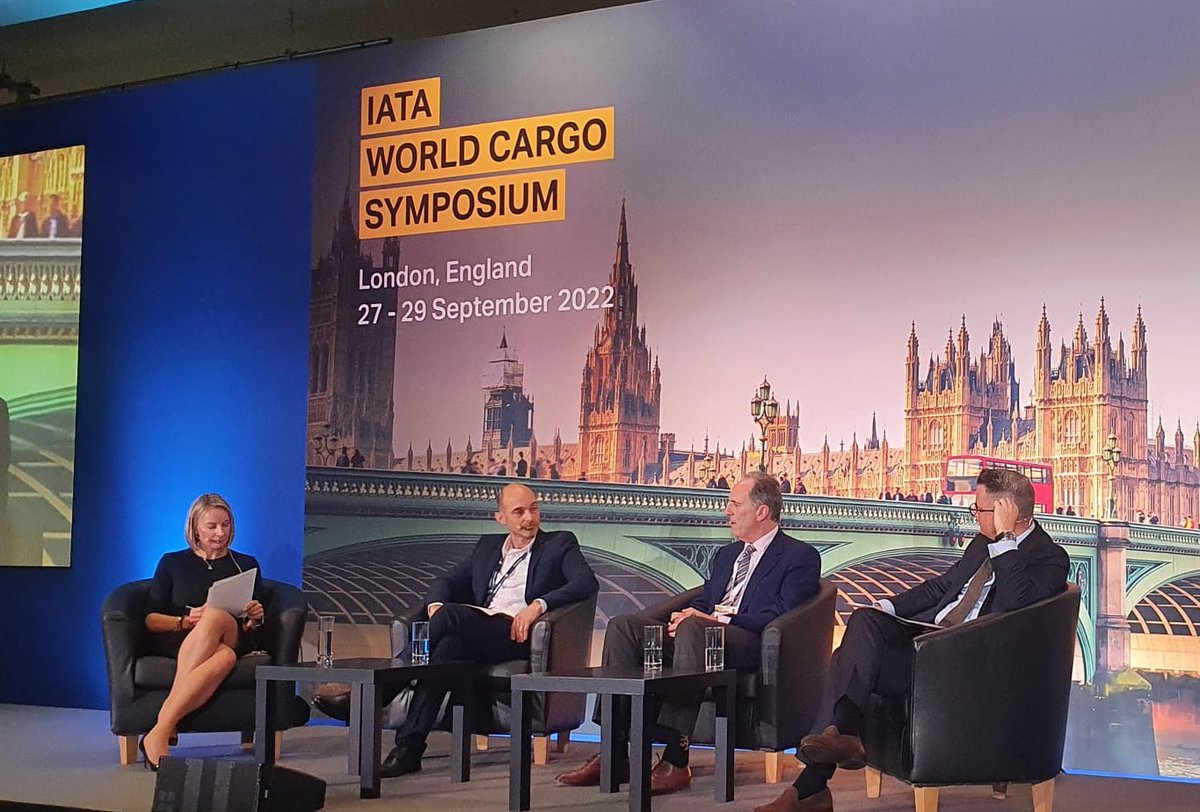 IATA's tweet photo. How do we achieve net zero carbon emissions by 2050?

“FASTER.BOLDER.TOGETHER” 

@NesteGlobal Challenge Group and @etihad VPs discuss important role of #aircargo in #netzero journey #IATAWCS #FlyNetZero https://t.co/dxYuniGX3o