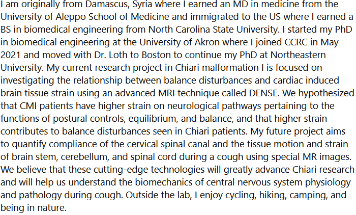 ConquerChiari's tweet photo. Meet one of the faces behind the research, Motaz!
#ChiariResearch #CCRC #CCWAA #ConquerChiari https://t.co/uCDUalA0Iw