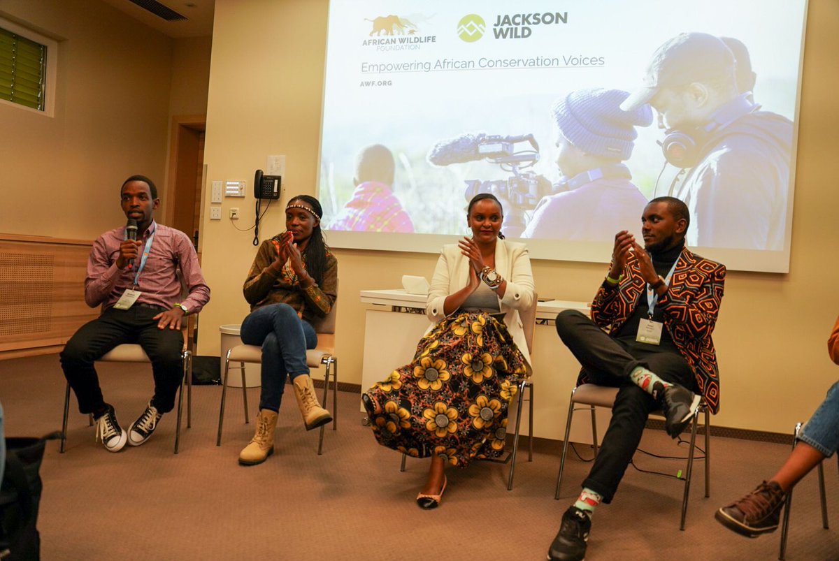 AWF_Official's tweet photo. 1/6. AWF Director of Strategic Communications @NashipaeM moderates a panel session today at the Jackson Wild Summit in Austria where she engages participants and stakeholders. #JacksonWildSummit https://t.co/rgK3oajuM1