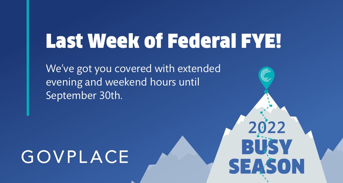 Govplace's tweet photo. Final stretch! End the Federal fiscal year end strong with @Govplace. #FFYE https://t.co/eRMZzgvhHq