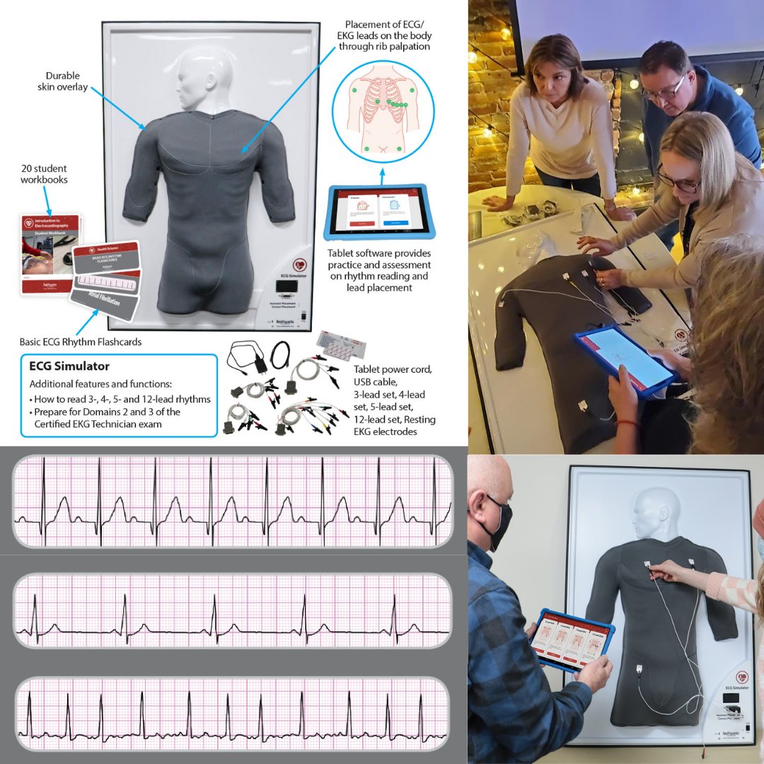 RealityworksInc's tweet photo. Physicians conduct more than 40 million ECGs each year. That’s why we created an easy-to-use #ECGsimulator. It combines hardware, software and #curriculum to help your students develop targeted #ECG skills. See it here: https://t.co/Ycx1XaC6Gf
#healthcare #healthscience #CTElife https://t.co/eWsrqqAr91