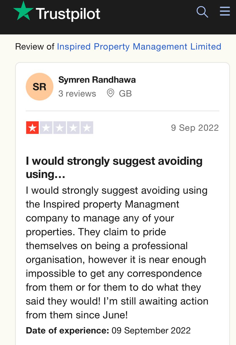 I would strongly suggest avoiding using the Inspired property Managment 

uk.trustpilot.com/reviews/631b76…

#inspiredpropertymanagement
#leaseholderScam
#Dishonest
#Fraud
<a href="/Marcus4Nuneaton/">Rt Hon Sir Marcus Jones</a>
<a href="/trussliz/">Liz Truss</a>
<a href="/guardian/">The Guardian</a>
<a href="/DonnyFreePress/">Doncaster Free Press</a>
<a href="/DoncasterCA/">Doncaster Conservatives</a>
<a href="/doncaster_uk/">Doncaster</a>
<a href="/DoncasterTSS/">Doncaster Trading Standards</a>
<a href="/WBDoncaster/">Your Life Doncaster - Wellbeing</a>