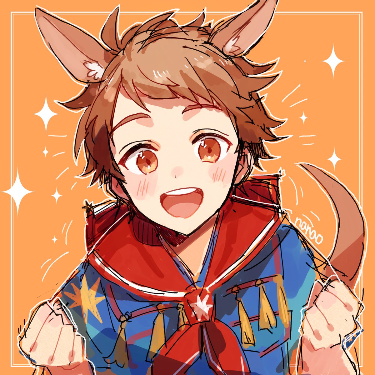 gran (granblue fantasy) 1boy male focus animal ears brown hair smile tail solo  illustration images