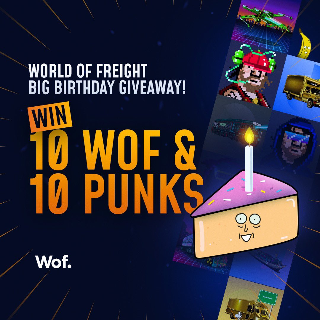 WorldOfFreight's tweet image. Through autumn’s fall, winter’s bite, and spring + summer’s bearish sentiment, you parked your ass beside us, helping us to reach our first birthday 🎂

You are the engine that fuels us.
To thank you, we’re giving away 20 #NFTs.

🍰 Like
🍰 RT
🍰 Follow @WorldOfFreight
🍰 Tag x3