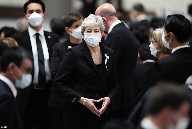 TheMaymentum's tweet photo. Lady Theresa May at Shinzo Abe’s funeral in Japan last September 27th https://t.co/hidMgvaCOi