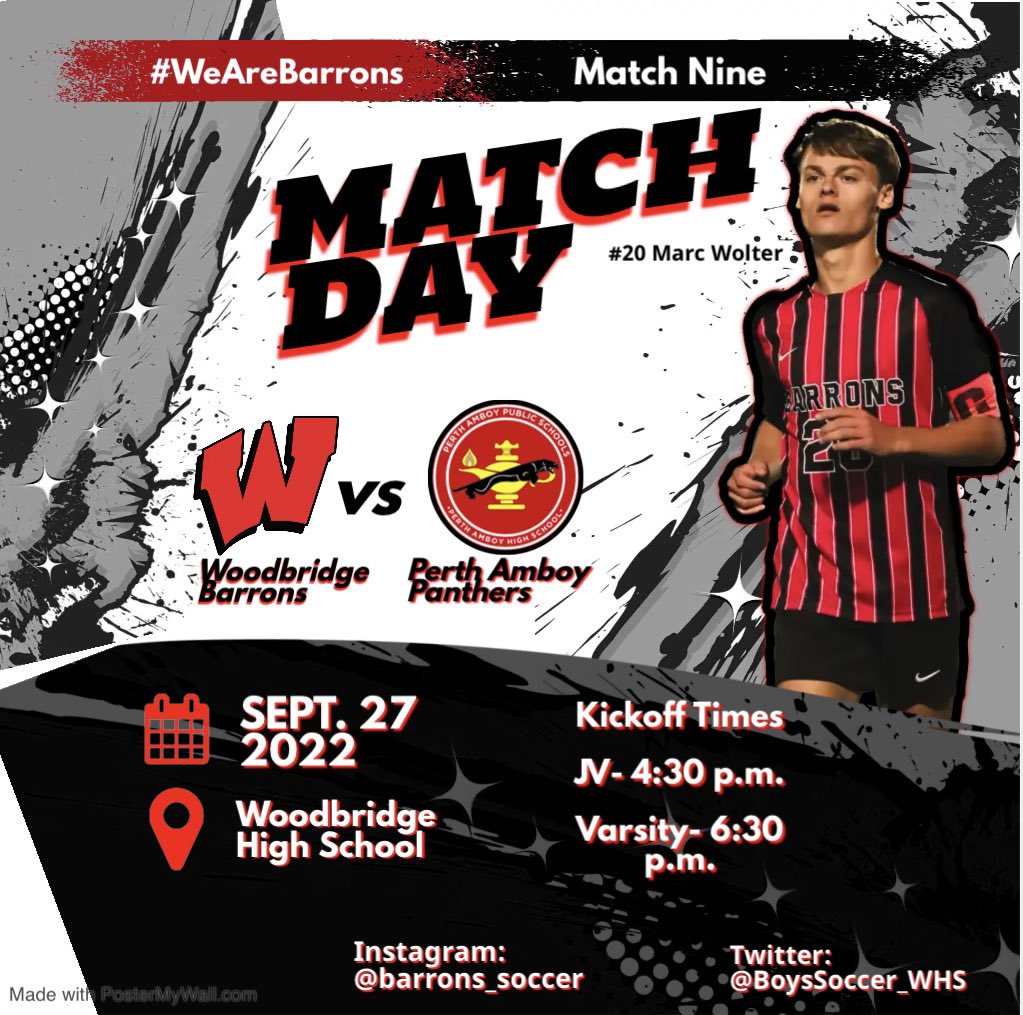 Game Day! Barrons host Perth Amboy tonight in a White Division clash!

📍WHS
🕡6:30 pm (JV 4:30)
🆚Perth Amboy High School

#WeAreBarrons