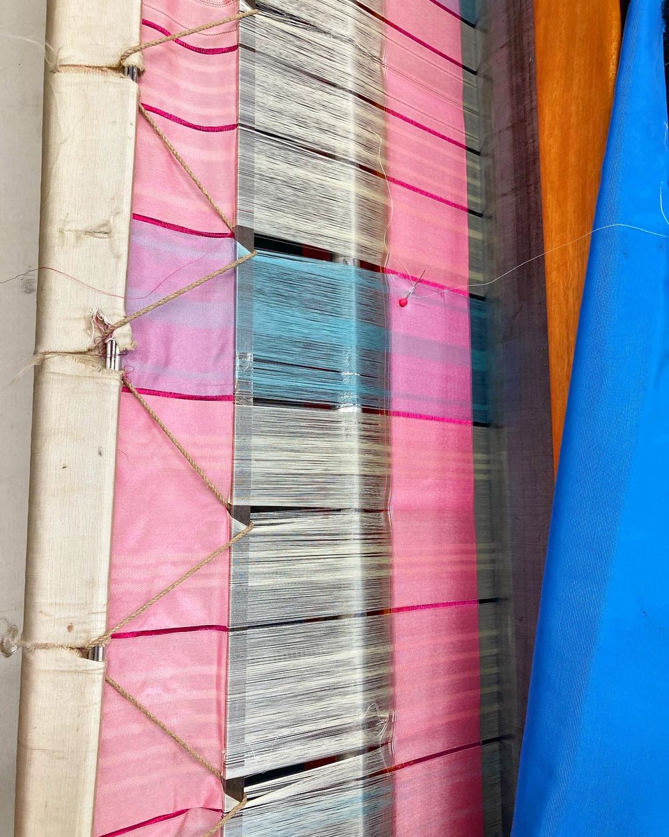 RogersonKathryn's tweet photo. What a great work trip to #whitchurchsilkmill to pick up two warp beams for @silkmuseummacc look at the colours of their current designs - gorgeous! Lovely to hear how their collections are named after women silk workers #HERstory definitely recommend a visit #textilelovers https://t.co/FzLzTQsXdI
