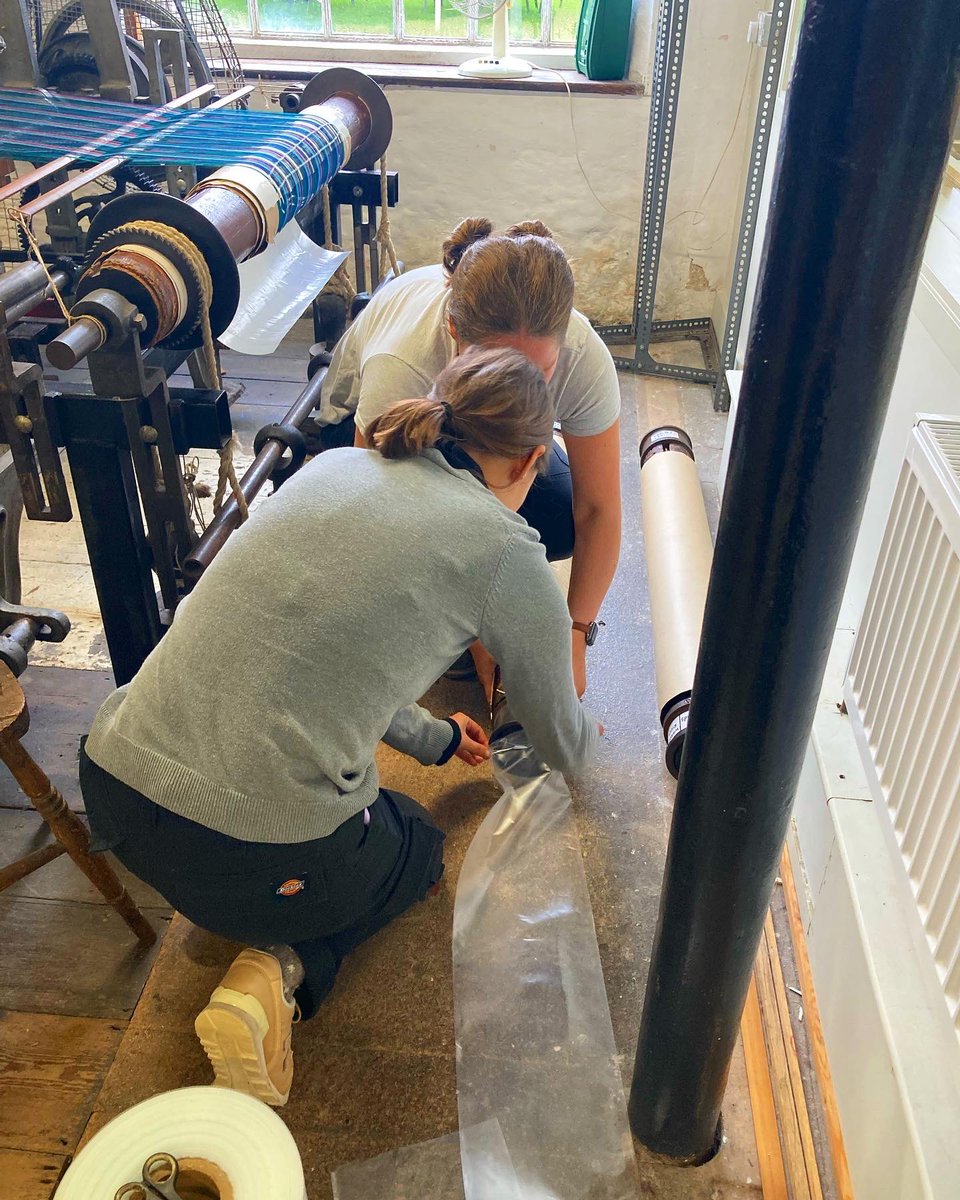 RogersonKathryn's tweet photo. What a great work trip to #whitchurchsilkmill to pick up two warp beams for @silkmuseummacc look at the colours of their current designs - gorgeous! Lovely to hear how their collections are named after women silk workers #HERstory definitely recommend a visit #textilelovers https://t.co/FzLzTQsXdI