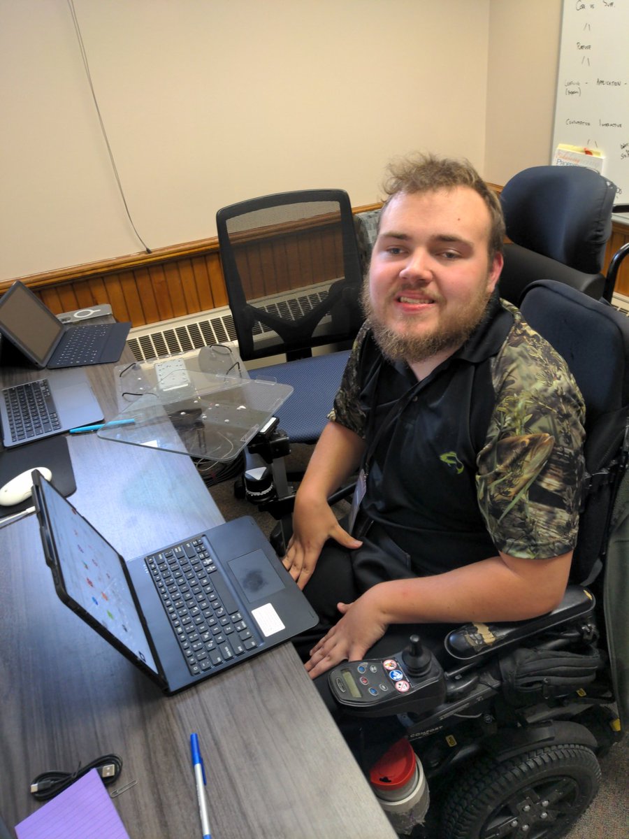 AccessJer20's tweet photo. My first day working as a WSD #Accessibility Advocate!!  The first Accessibility Advocate the Wausau School District has ever had #AppleEduCommunity #GoogleForEdu #iPadPro https://t.co/vZ1bMPECUj
