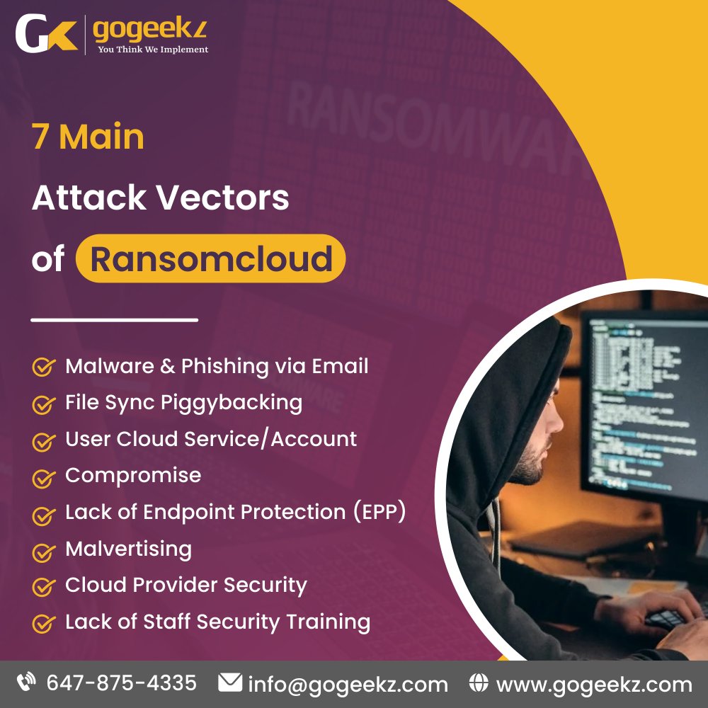 GoGeekz's tweet photo. 7 Main Attack Vectors of Ransom cloud :
Contact Us:
#ransomware #ransomwareattack #RansomwareTips #smallbusiness #itcompany #itservices #itsupport #manageditservices #canada #toronto #portcredit #Burlington #hamilton #miltonon #brampton #gogeekz #finance #lawyer #restaurant https://t.co/3XfCf6WOjP