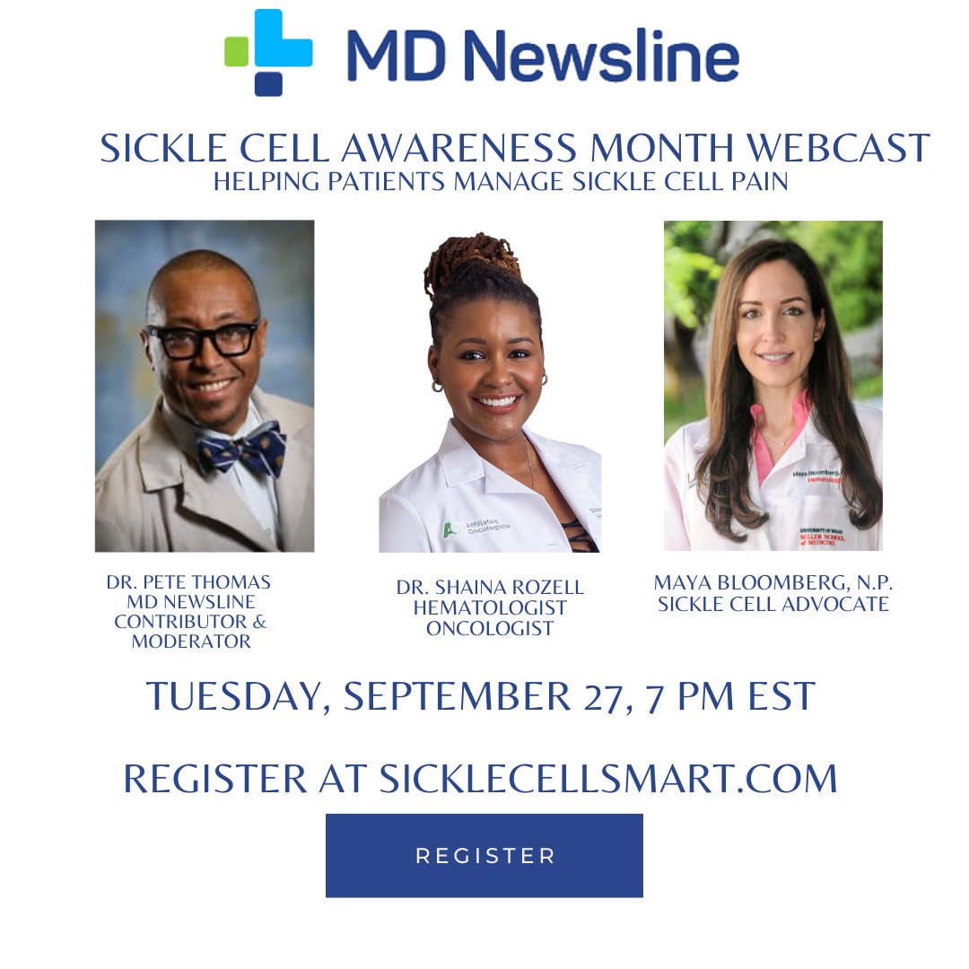 Don't miss our upcoming webcast at 7 pm EST. We will discuss sickle cell pain management, & what you can do today to help improve patient care. Register at SickleCellSmart.com
#sicklecelldisease #sicklecellawareness  #SickleCellSmart #SickleCellSupport  #SickleCellAnemia