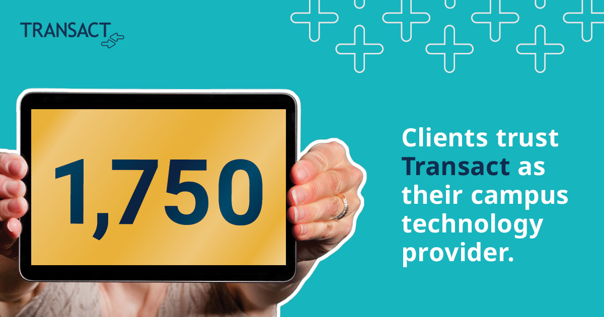 𝟭𝟳𝟱𝟬 𝗜𝗻𝘀𝘁𝗶𝘁𝘂𝘁𝗶𝗼𝗻𝘀 𝗦𝗲𝗿𝘃𝗲𝗱

We are proud that 1750 institutions trust us as their campus technology provider. We value all of our clients and the relationships we have developed over the years.

#transact #campus #clients #institutions